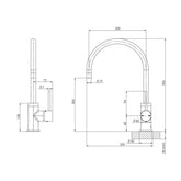 Phoenix Vivid Slimline 220mm Gooseneck Sink Mixer Brushed Carbon